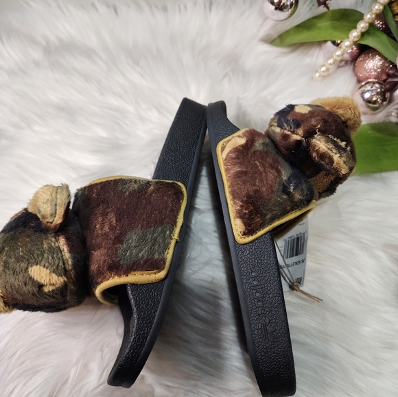 Adidas x Jeremy Scott Adilette Teddy Black Camo Slides Size:Mens5/Women6 new - Picture 3 of 6